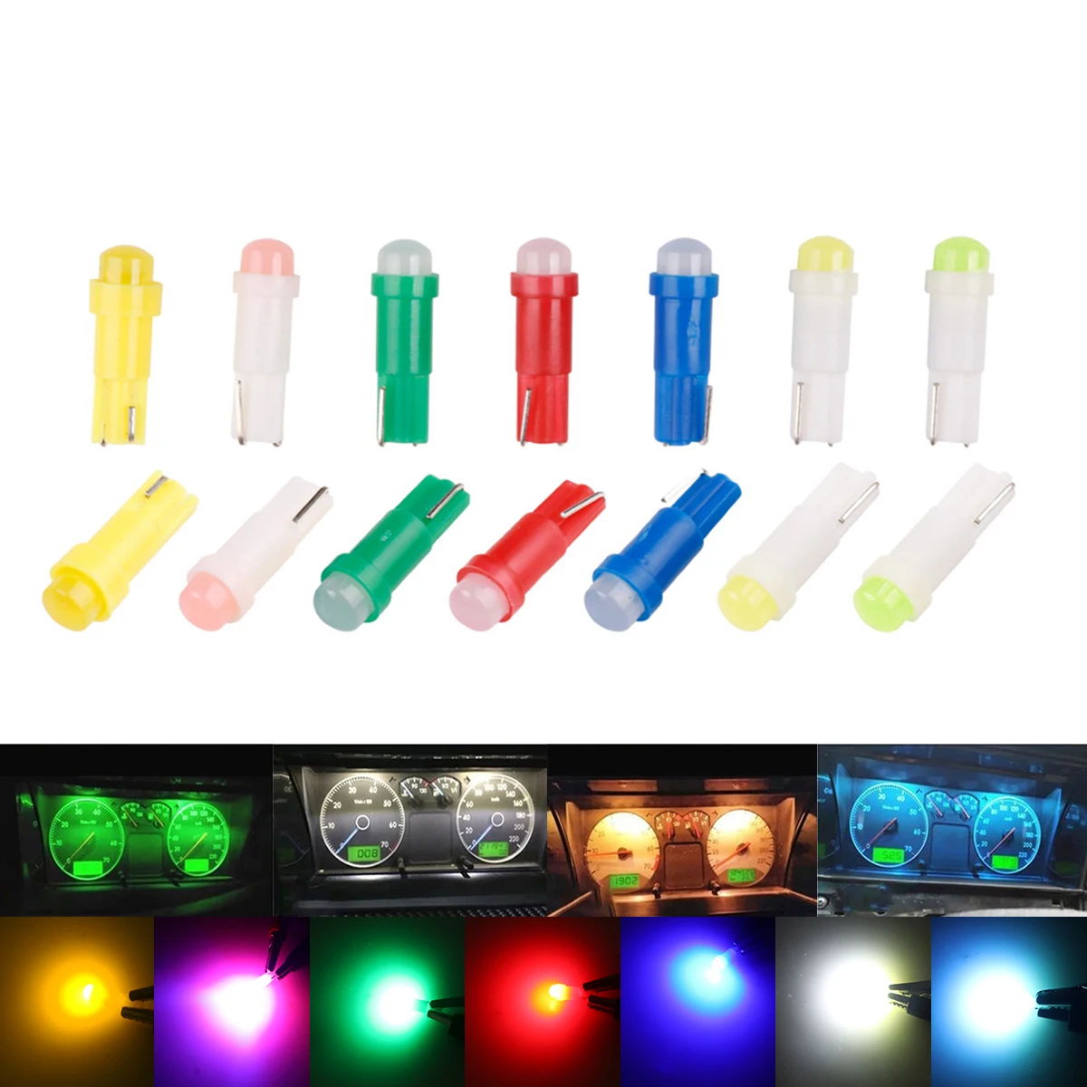

10/20/50PCS T5 LED Bulbs W3W Car Interior Lights Canbus Dashboard Warning Indicator Lights Auto Instrument Lamp 12V 1SMD