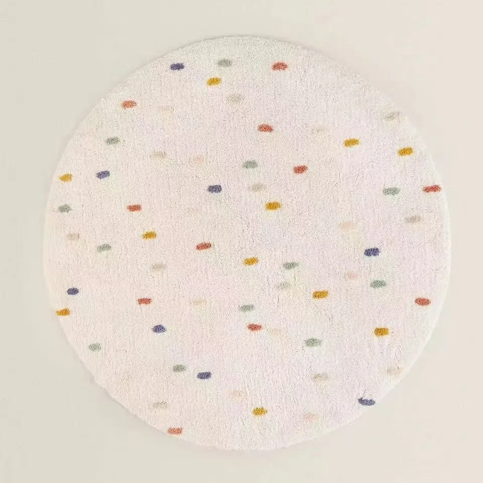 VIKAMA Living Room Round Carpet, Children's Bedroom Floor Mat, Bedside Blanket, Sofa Anti-Slip Swivel Chair Cushion, Home Decor