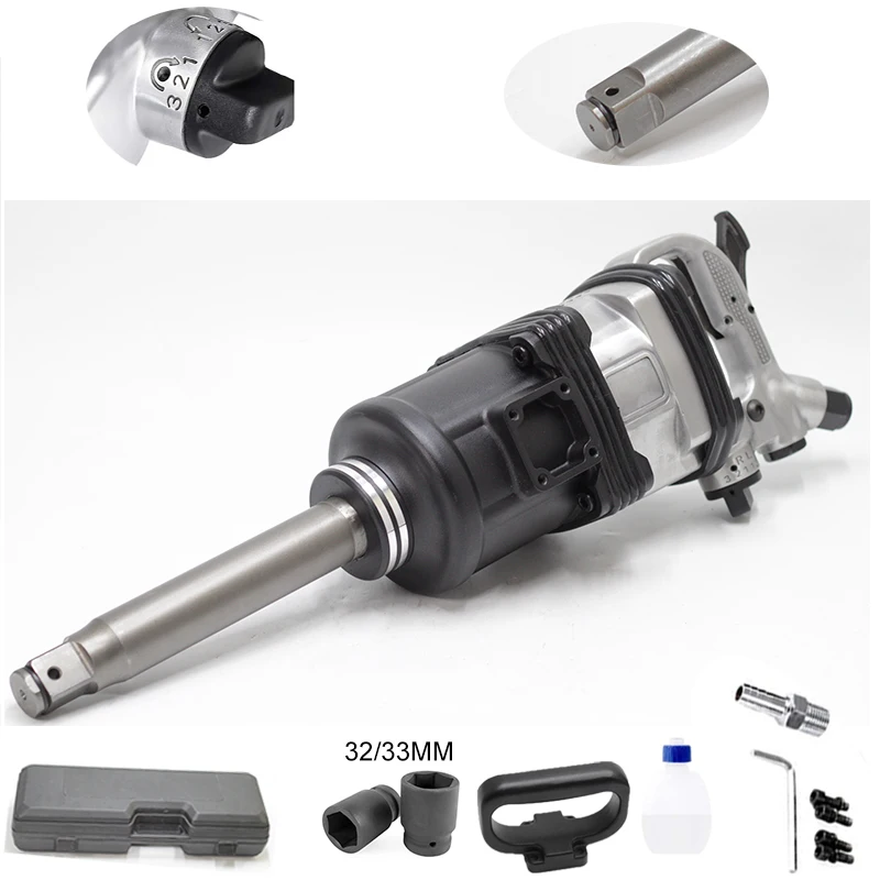 Air Impact Wrench Kit (4-Piece) Aluminum Alloy 1850Nm Max Torque 6-8kg Air Pressure 4200rpm Speed Blow-Molded Carrying Case