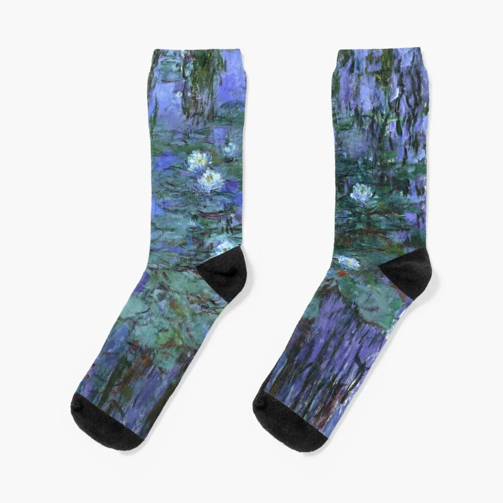 

Blue Water Lilies, Claude Monet Socks Sports christmas gift cartoon set Luxury Woman Socks Men's