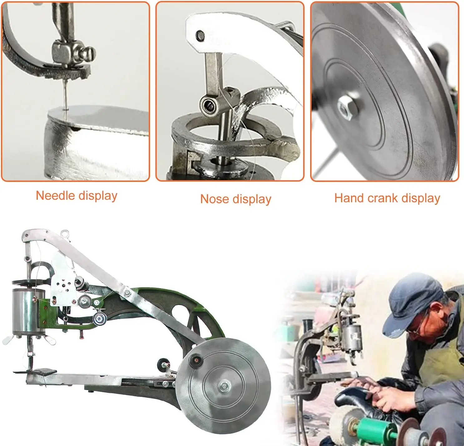 Hand Machine Cobbler Shoe Repair Machine Manual Mending Dual Cotton Nylon Line Shoe Sewing For Shoes Bags Cloth Leather Goods