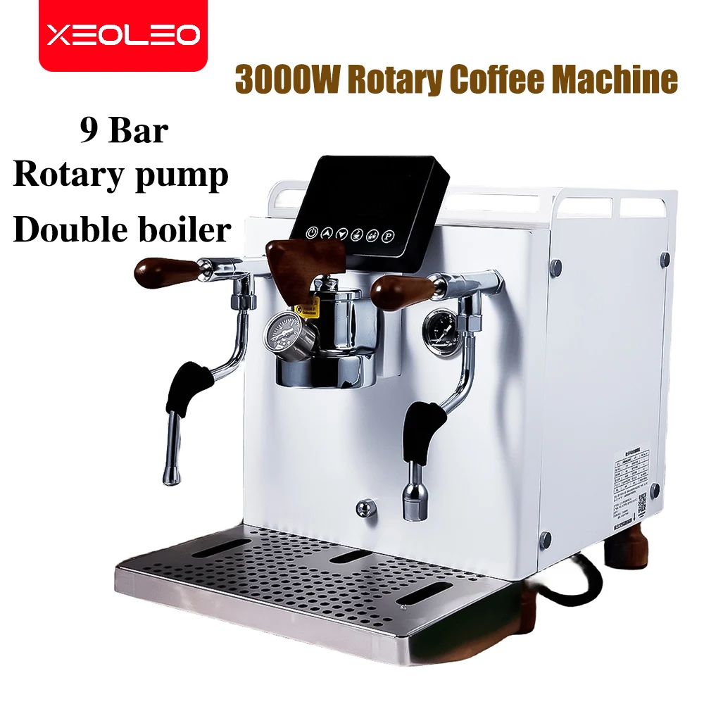 XEOLEO Commercial Household Coffee Machine Stainless Steel Espresso Cappuccino Maker 3000W Rotary Semi-Automatic Steamer Machine