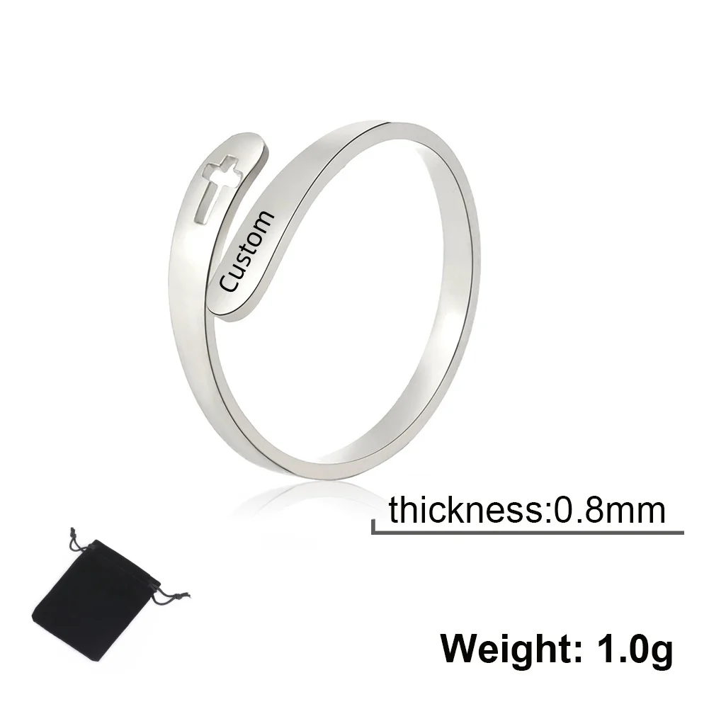 Personalized Stainless Steel Hollow Cross Open Ring