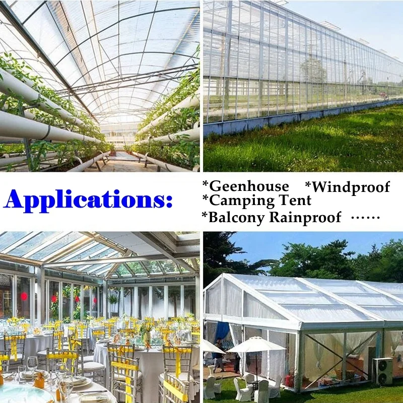 0.55mm 99.9% Transparent PVC Tarpaulin Camping Waterproof Cloth Plant Cover Cloth Outdoor Tarpaulin