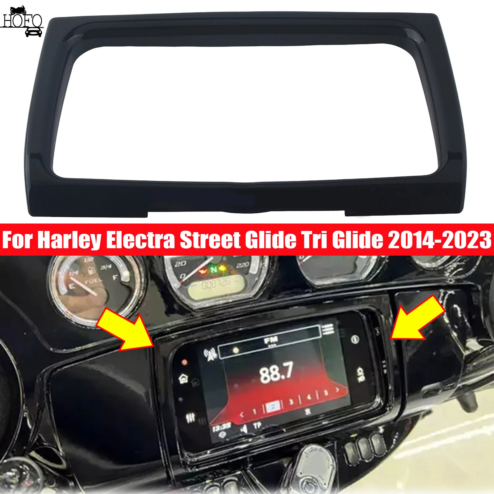 Motorcycle Stereo Trim Cover Gloss Black  Chrome For Harley Street Glide Special FLHXS 2014-2023 2020 2021 2022