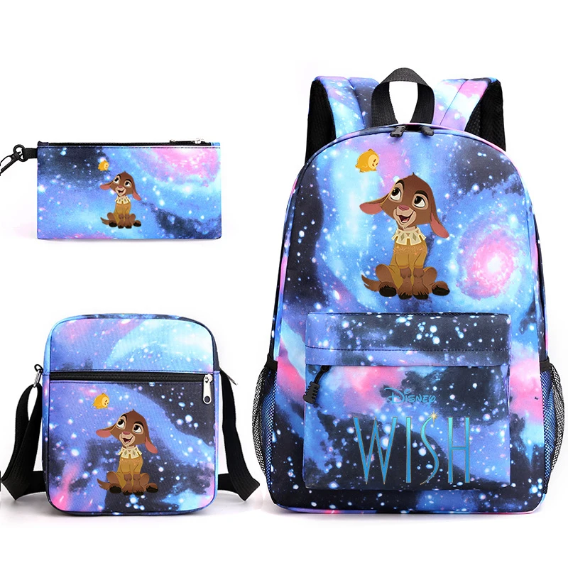 

3pcs Disney Wish Daily Backpacks Mochilas Shoulder Bag Set Bookbag Kids Backpack Boys Girls School bags