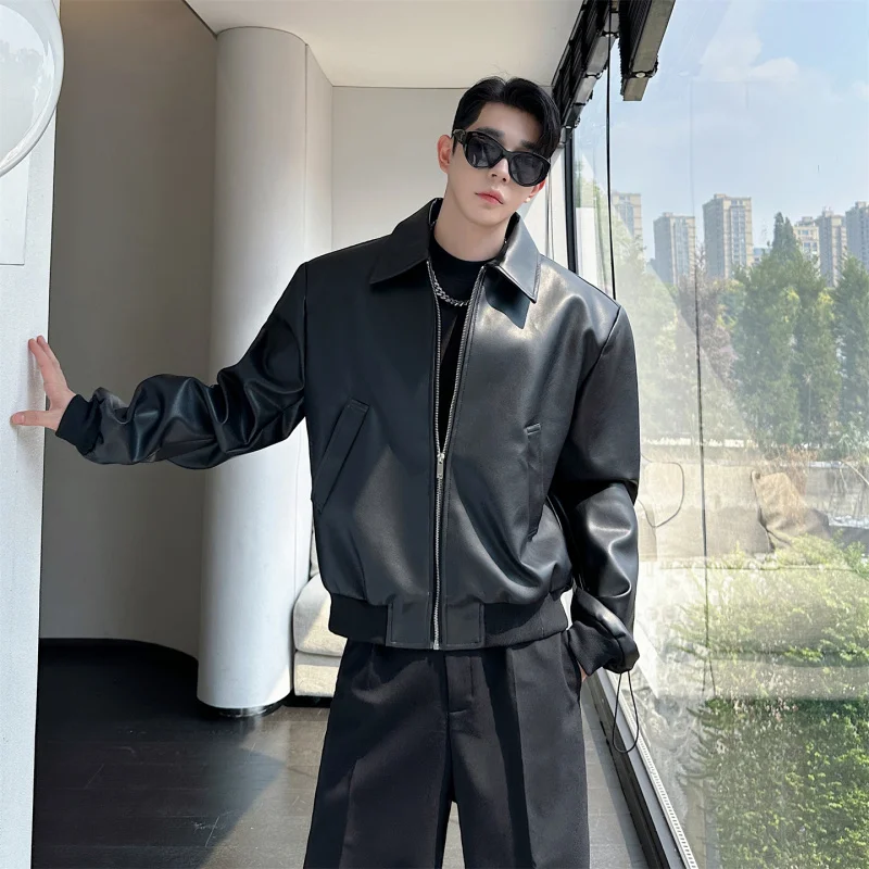 

Мужская куртка в стиле американского ретро из искусственной кожи, свободного кроя, с наплечниками, ветрозащитная, для осени и зимы