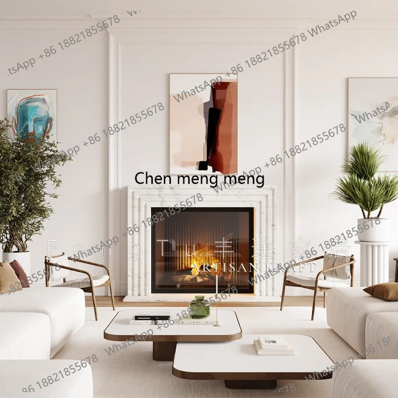 French style, natural marble fireplace carving living room home stone carving decorative cabinets, mantel