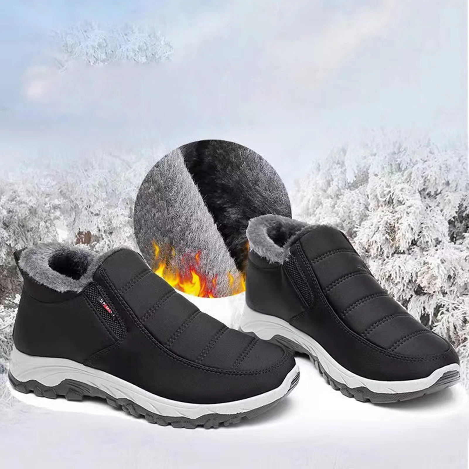 Damen-Schneestiefel aus Baumwolle ohne Schleiffüße, Winter-Stiefeletten, Geschenk für Freundin, Frauen, Liebhaber