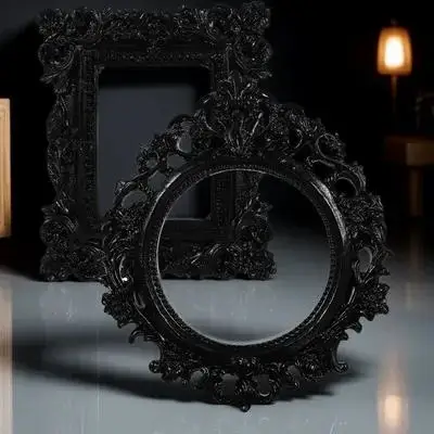 

2Pcs Mini Picture Frames Vintage Resin Baroque Style Tiny Photo Frame Ornament Background Photography Mini Picture Frame