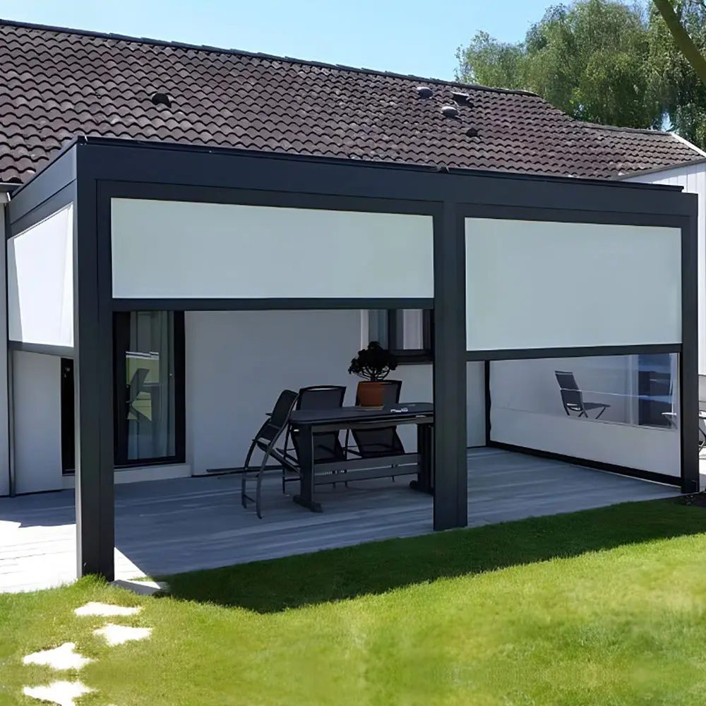 

Luxurious Outdoor Waterproof Awning Terrace and Balcony Sunshade Pavilion Electrically Controlled Bioclimatic Aluminum Gazebo