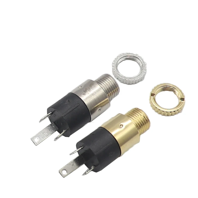 Conector cilíndrico de 3,5 MM para auriculares, conector hembra estéreo de piezas con tornillo 3,5, para Audio y vídeo, PJ392, PLA dorado, 20-5 PJ-392