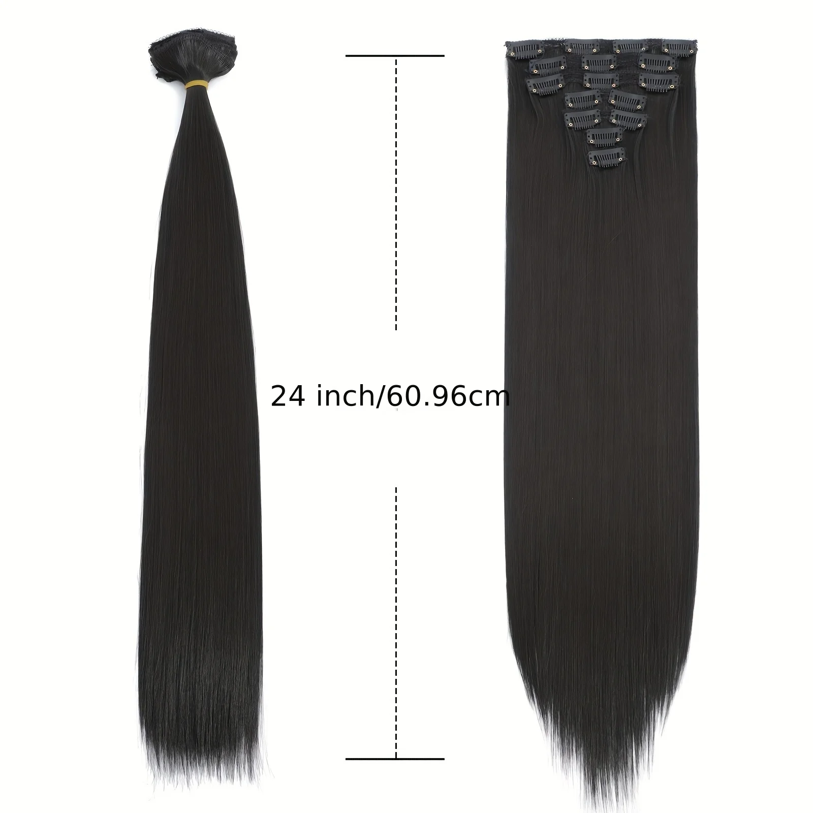 Clip In Straight Hair Extensions 24 Inches Hairpieces 7 Pieces/Set Synthetic Full Head For Women Hair Clips Hair Accessories