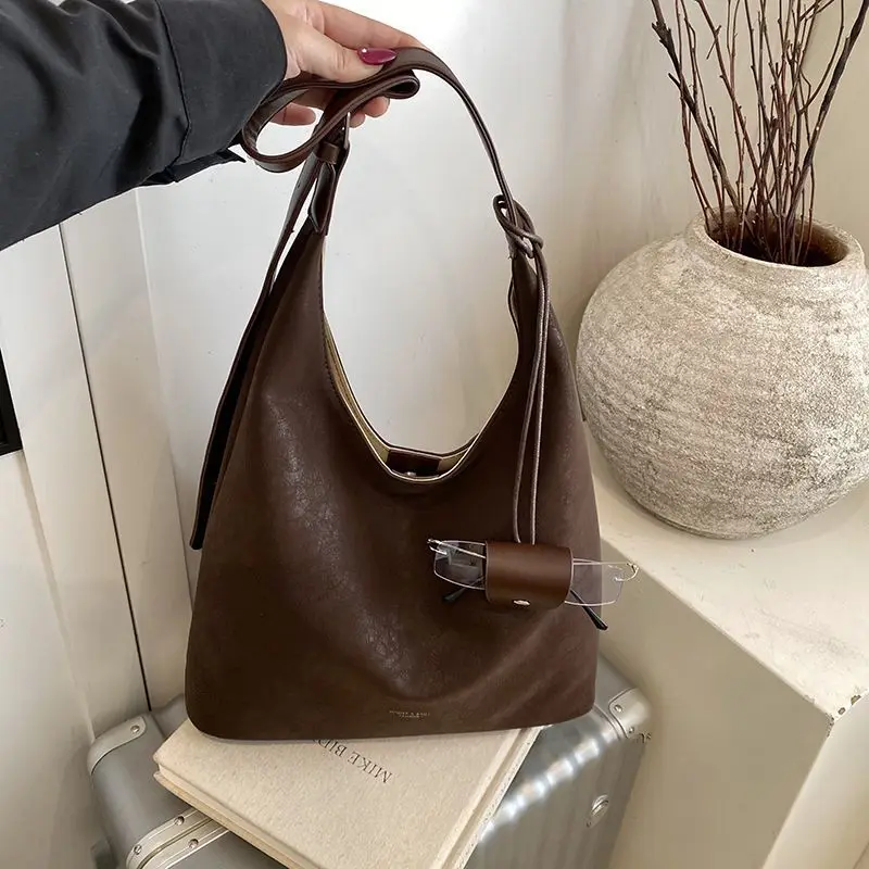 

Повседневная сумка-тоут подмышками, большая вместительная простая пригородная сумка, винтажная сумка на одно плечо для женщин, осень-зима, новинка Sle