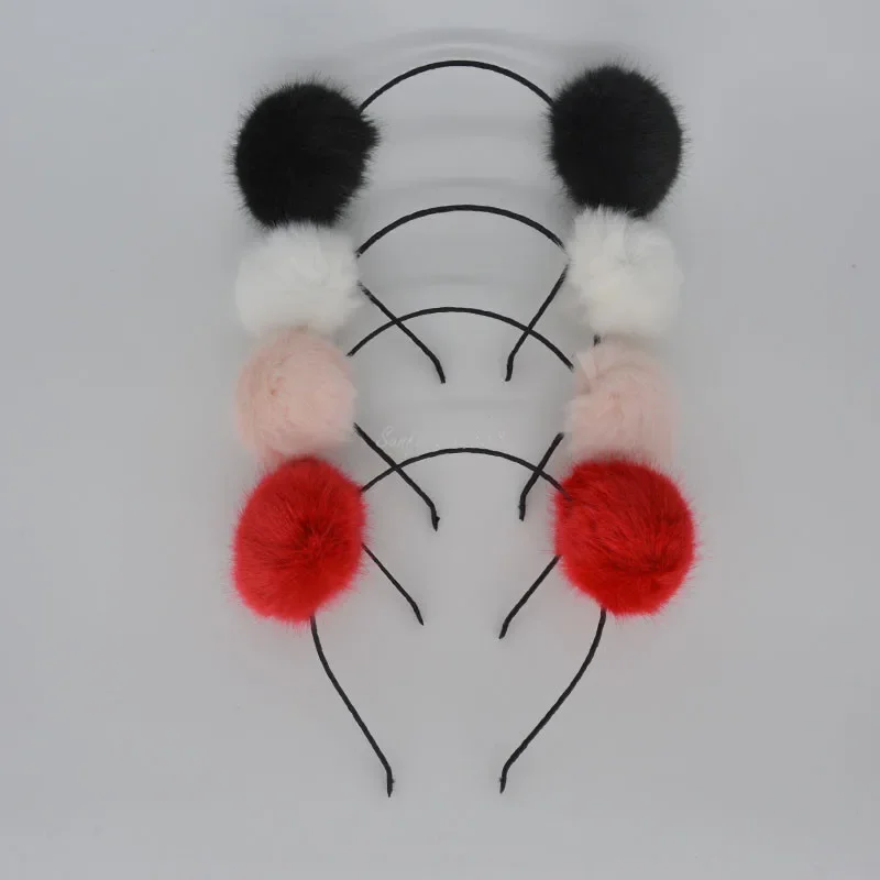 

10 шт. повязок для волос с помпонами для женщин, девочек и детей, меховые повязки для чирлидеров, подарок на выпускной, день рождения, Хэллоуин, Рождество, фестиваль