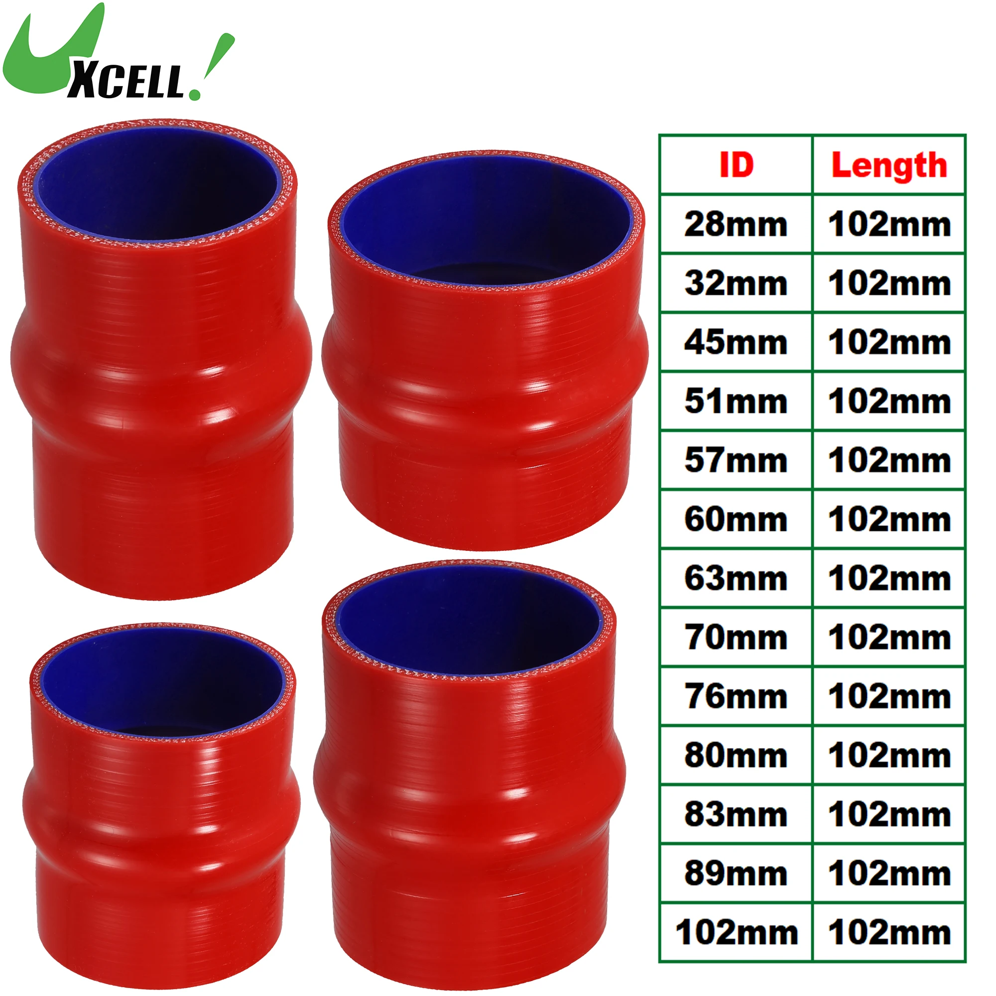 

UXCELL 25/28/32/45/51/57/60/63/70/76-102mm Inner Dia. Car Hump Silicone Hose Silicone Hose Straight Coolant Hose 102mm Long