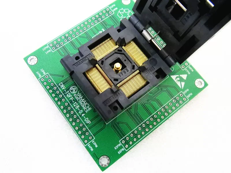 Clamshell IC51-1284-1702 Burn-in Socket, Test Socket, Pro Programming Socket QFP128 with Ground Pole GND+EPAD Socketstest bench