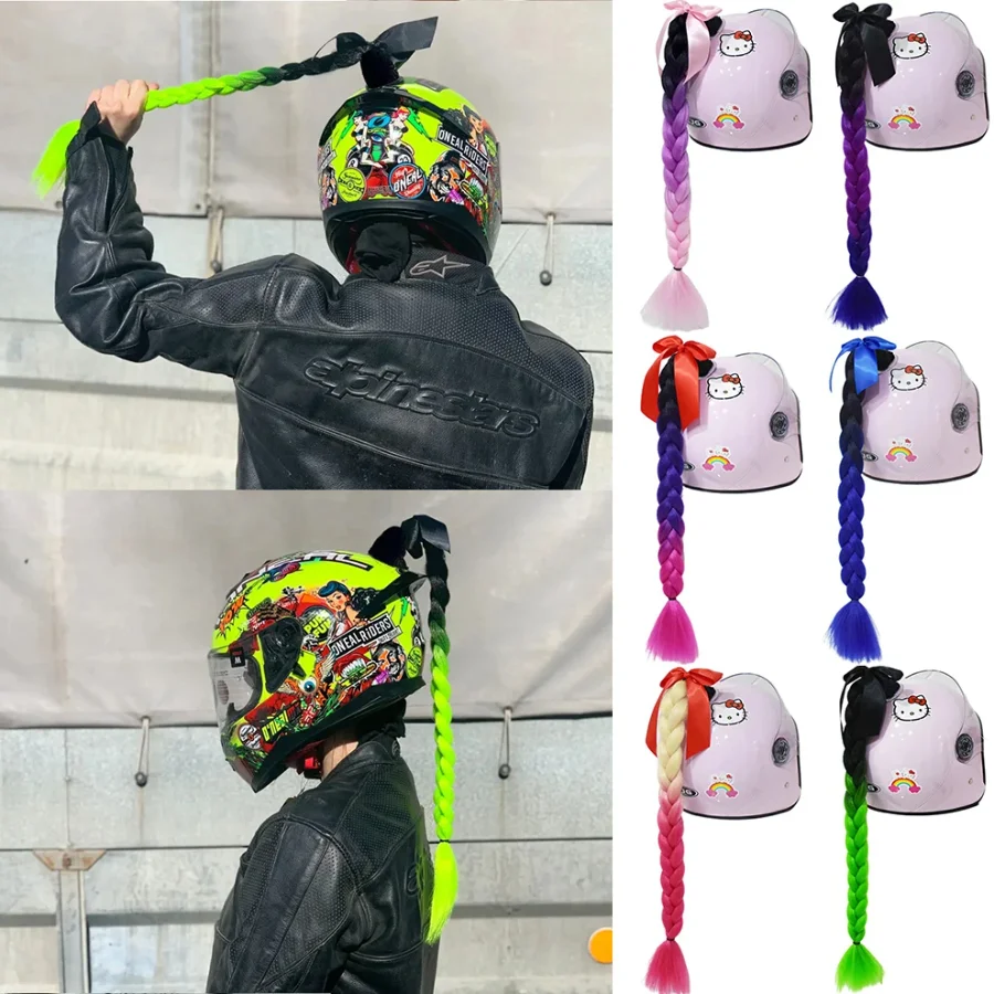 

New Arrival Motorcycle Helmet Braids Woman Decors Braids Wig For Motorbike Riding Skiing Helmets Jumbo Ponytail With Sucker