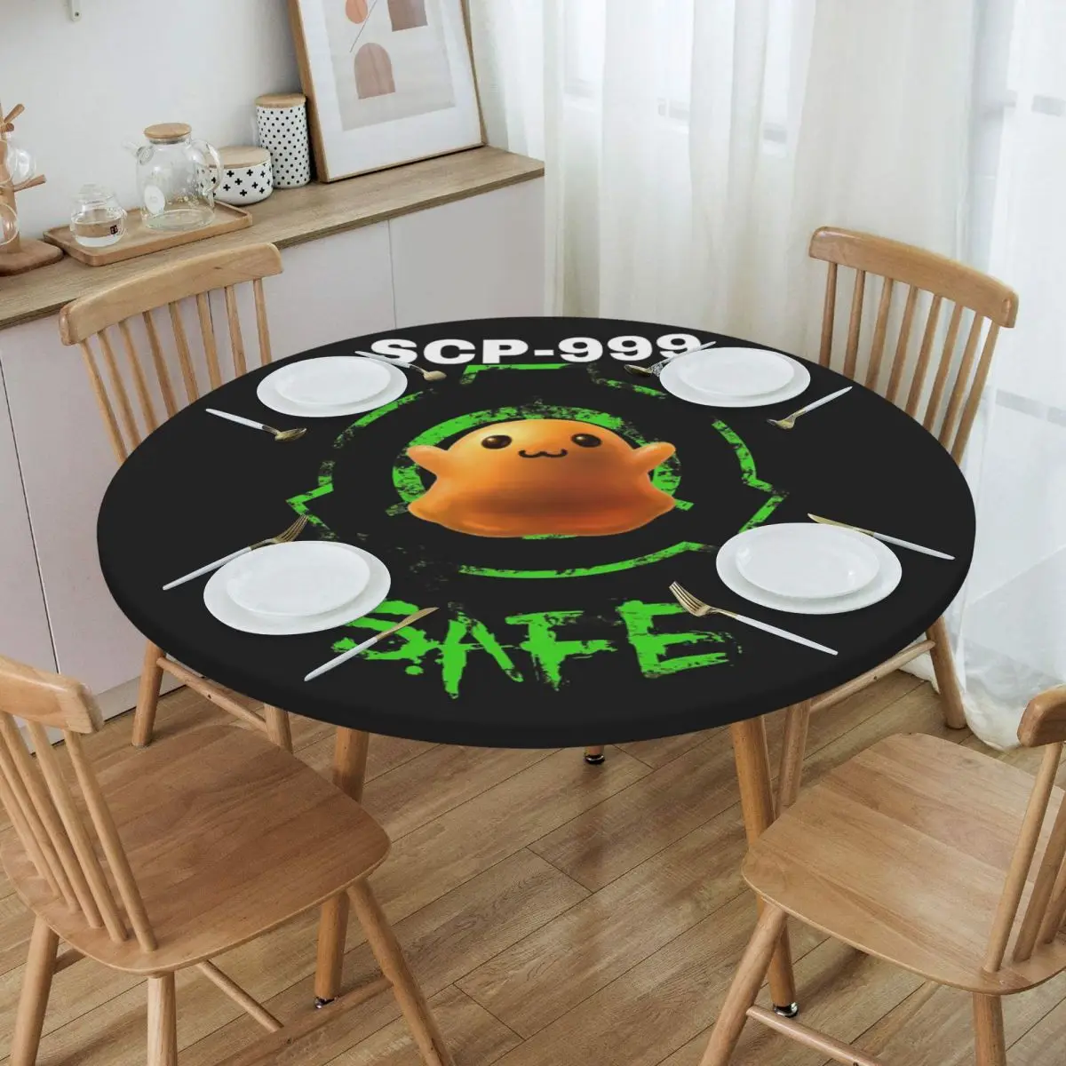 SCP-999 The Tickle Monster Waterproof Round Tablecloth Oilproof Table Cloth for Kitchen Events Dining Table Cover