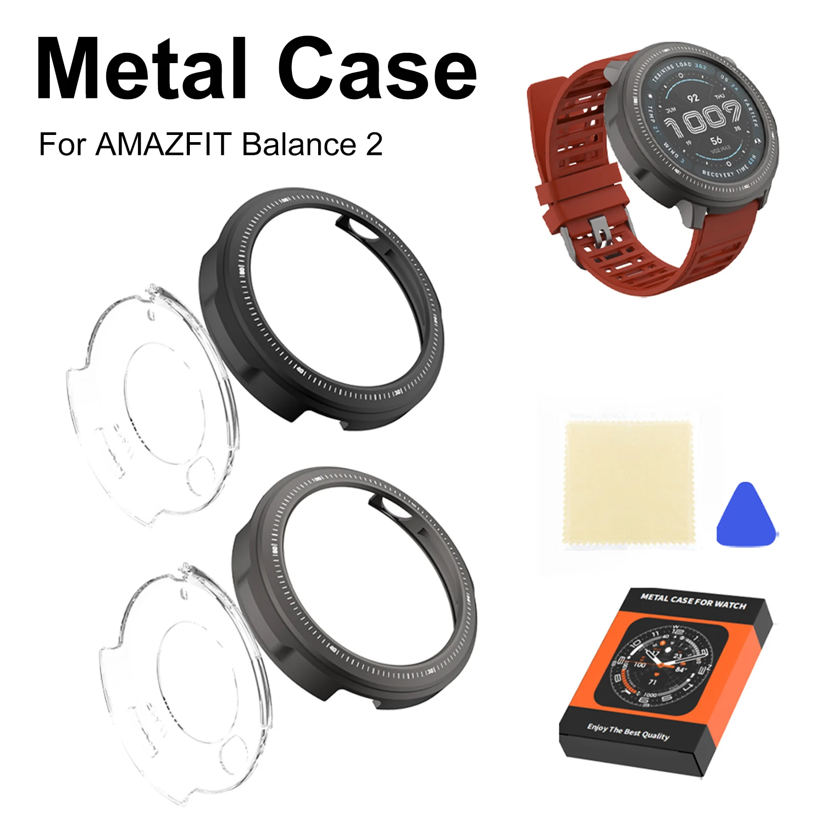 

Metal Frame Case Hollow Drop-Resistant Protective Bumper Shell Shockproof Compatible for Amazfit Balance 2 Smart Watch 47mm