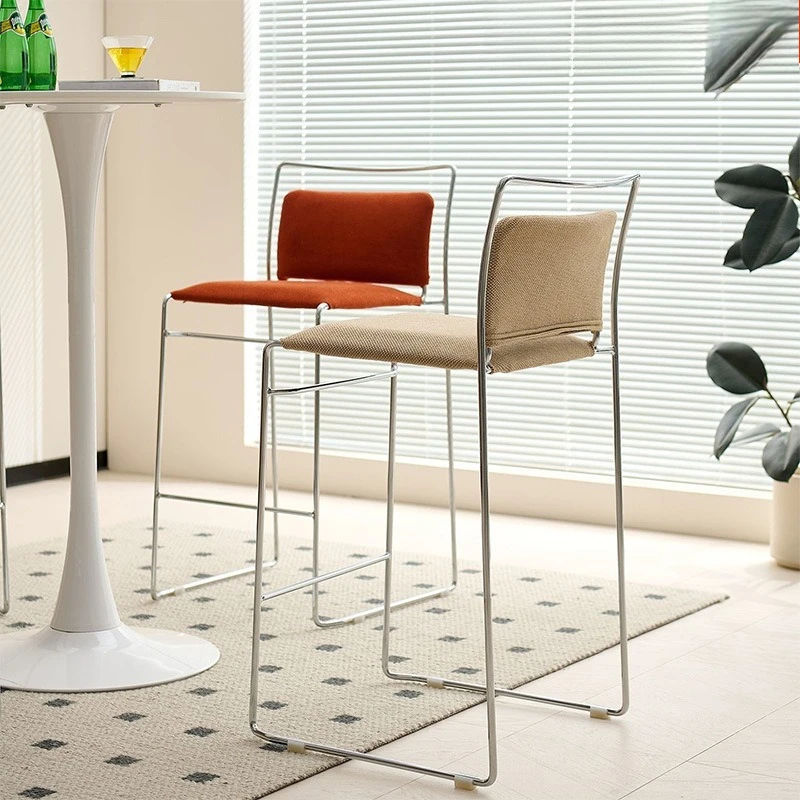 Bar chair simple family high dining chair French retro island table backrest bar stool