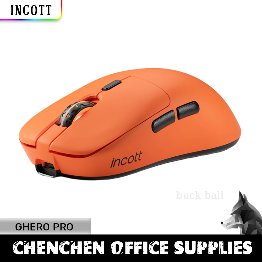 Incott Ghero Pro Gaming Mouse 3 Mode 2.4g Wireless Bluetooth Mouses 650ips Paw3395 8k Lightweight Mice Office Gaming Mouse Gift