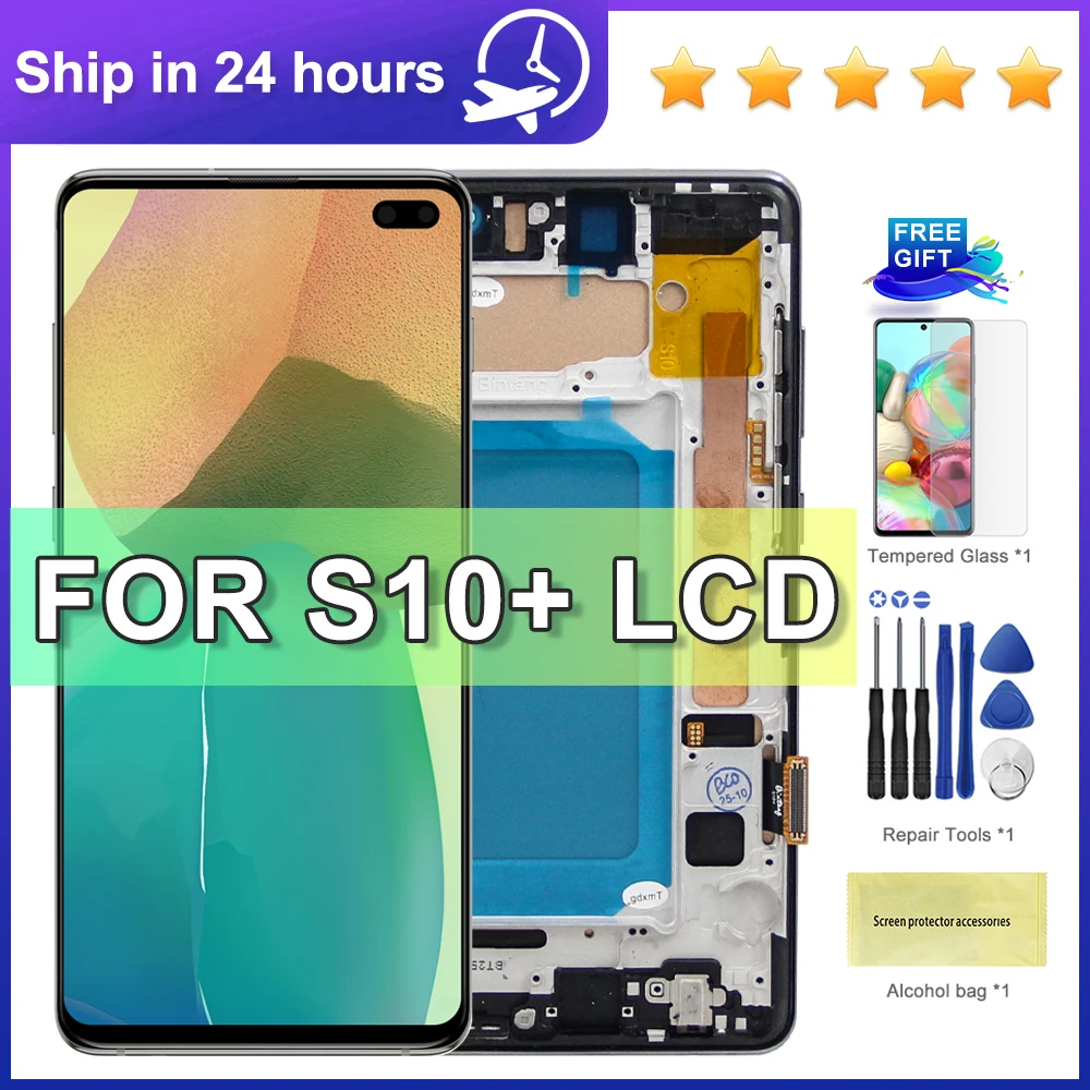 6.4 "für Samsung S10 plus LCD-Display Touchscreen-Digitalis ierer s10 s10 plus Display mit Rahmen