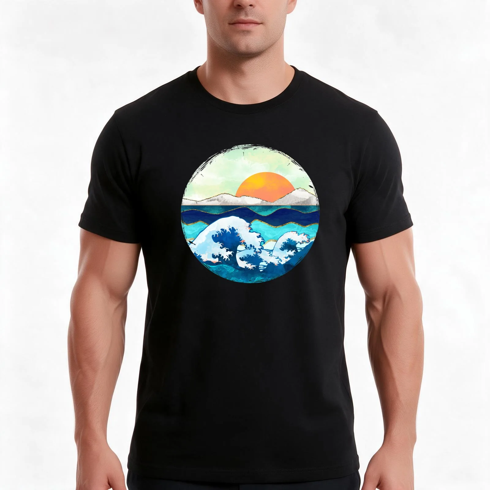 Stormy Waters T-Shirt Summer Casual Cotton Tee Oversized Streetwear Tops Vintage Graphic Print Loose Fit Short Sleeve