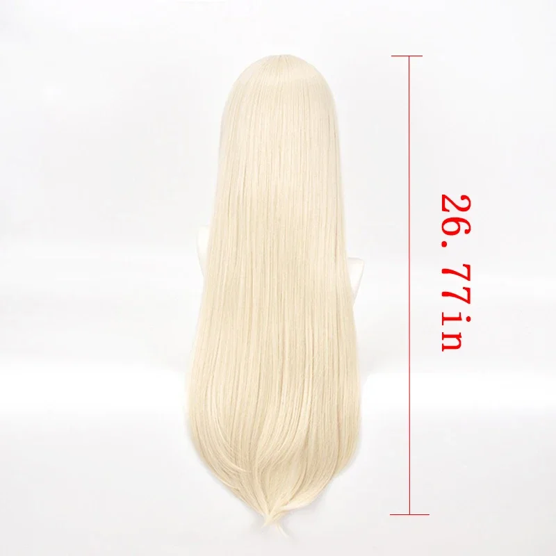 Yomozuki Runa Anime perruque barre habiller mode chapeaux 26.7 pouces Beige droite cheveux longs Anime Kakegurui rôle frange couvre-chef