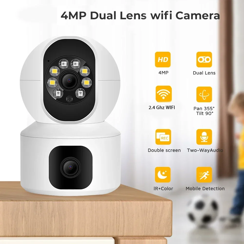 

4MP 2K WIFI Camera Home Security Indoor Surveillance Camera Baby Pet Monitor Auto Tracking Dome Wireless PTZ IP Camera P2P ICsee