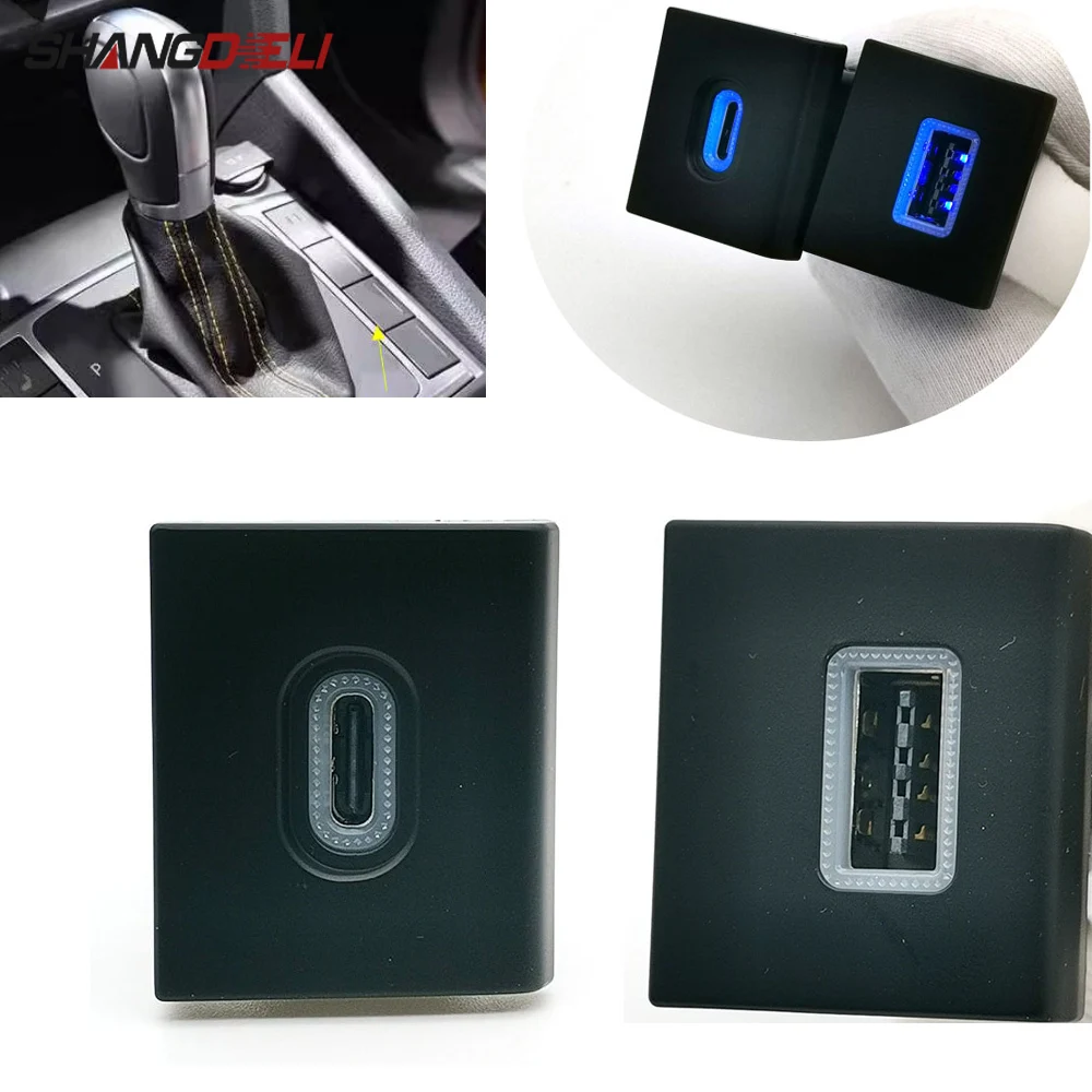 

Car Modified Dual Charger Type-C PD Ports QC3.0 USB Socket Phone Charger Adapter for VW Amarok 2011 - 2018 Accessories