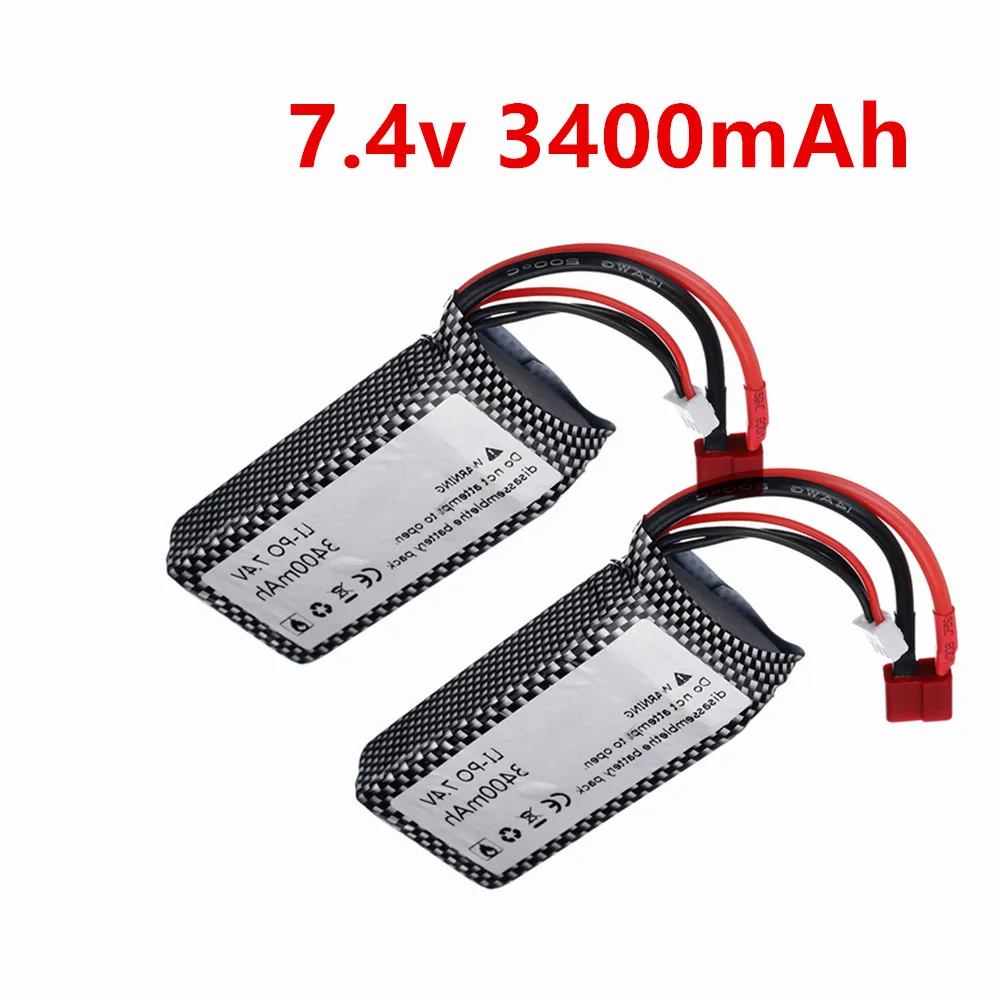 144001 2s 7.4 V 3400mAh Lipo Battery Upgraded Rechargeable for 144001 12428 12423 For feiyue 03 Q39 RC Car Boat Lipo Battery