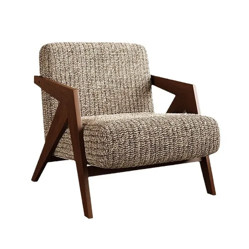 New Chinese Style Medieval Solid Wood Living Room Single Leisure Sofa Chair Classical Hotel Reception Sofa