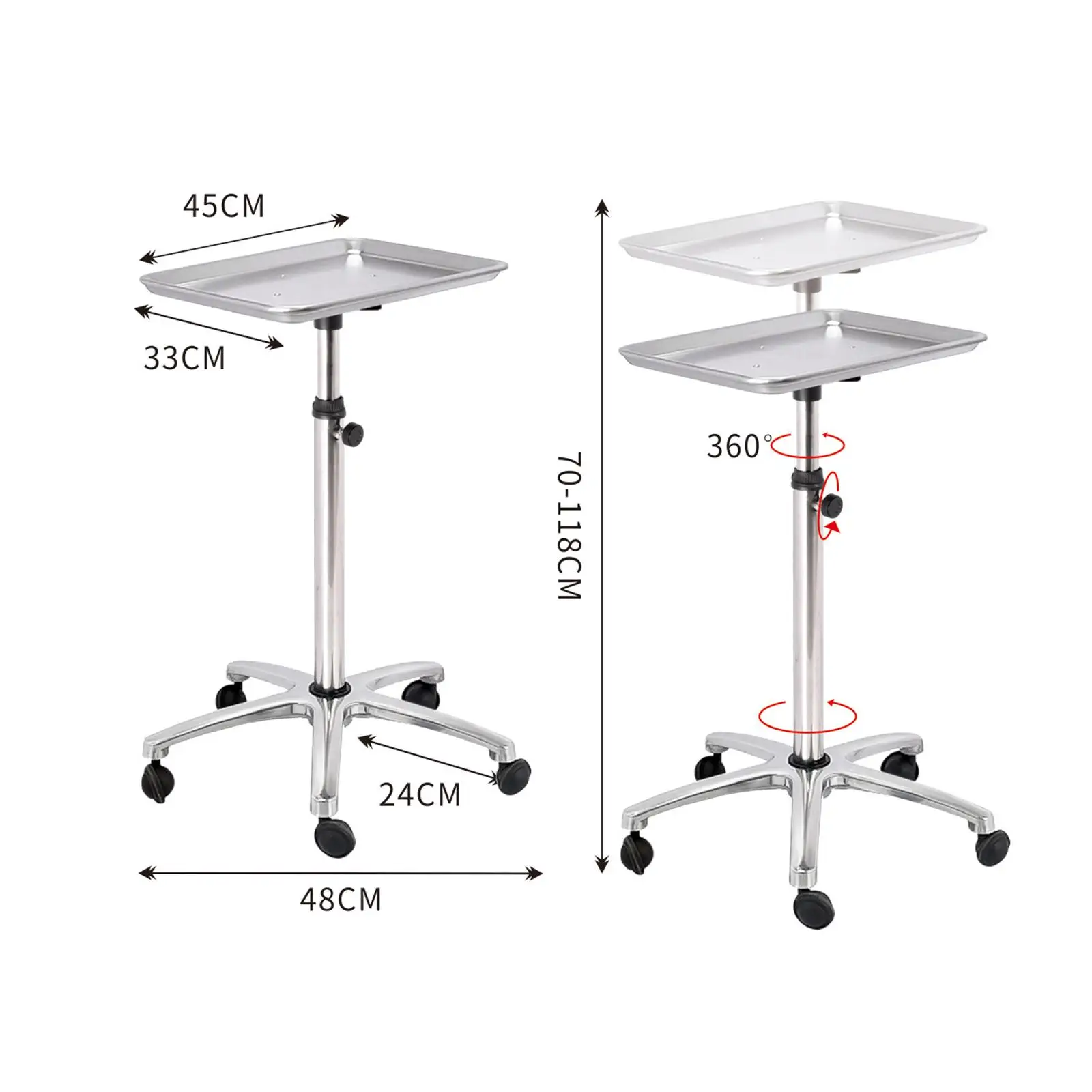 Hair Salon Rolling Cart Tray Hair Stylist Cart Instrument Tray Stand Salon Tray Cart on Wheels for Hairdresser Salons Studios