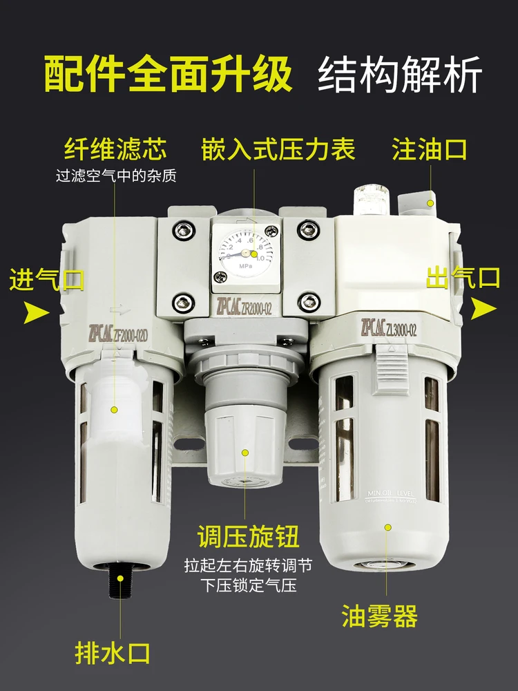 Oil-water separator pressure regulating and reducing valve pneumatic triad C1000/2000/3000/4000-02/03/04D