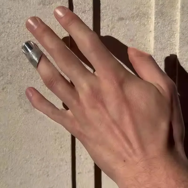 2026 Neues Künstlerisches Unregelmäßiges Textur-Knöchelring-Set Gold & Silber Hip-Hop-Stil Vollfinger-Ringe – Detail 7