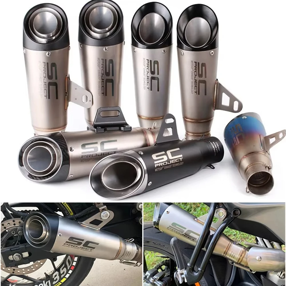 أنبوب كاتم صوت عادم الدراجة النارية العالمي 2/3-Layer لـ Kawasaki Ninja Honda Yamaha Z250 Z300 Z400 ZX10 MT0709 R25 R3 R6