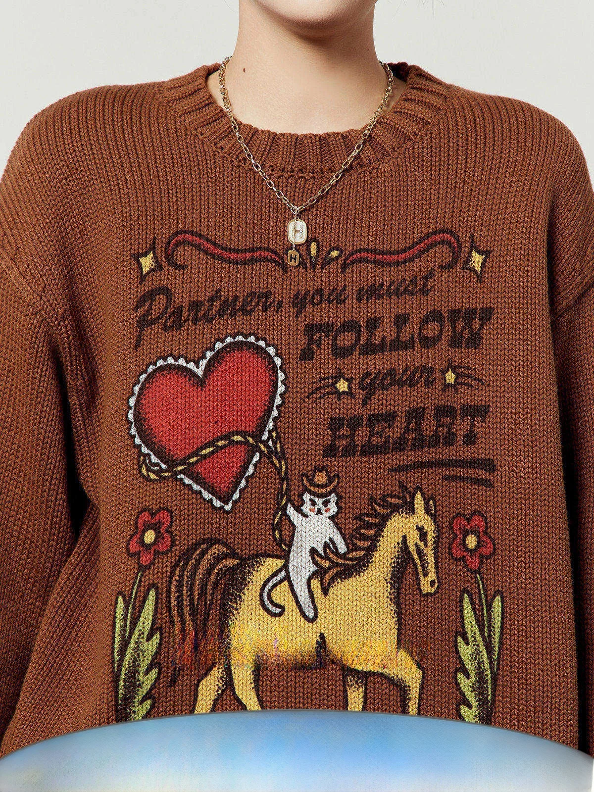 

Casual Sle Women's Loose Fit Long Sve Knitted Sweater in Coffee Color by Zhou Li Wu 2026 Spring New Arrival