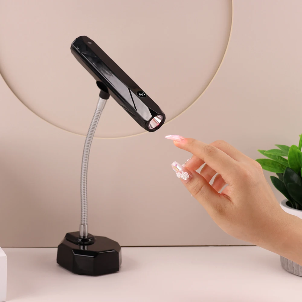 Bezprzewodowa, ładowalna mini lampa do paznokci UV LED, przenośna, mała, 9W, biała mini lampa do suszenia i utwardzania paznokci z uchwytem.