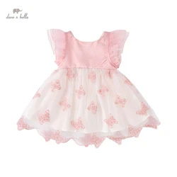 DB2221418 dave bella summer baby girls cute mesh embroidery dress boutique gilrs party dress girl infant lolita clothes