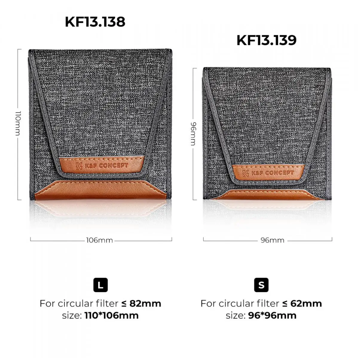 K&F Concept 3 Pockets Lens Filter Case Waterproof Carrying Filters Bag Pouch for UV ND CPL Camera Filters Up to 49mm - 82mm