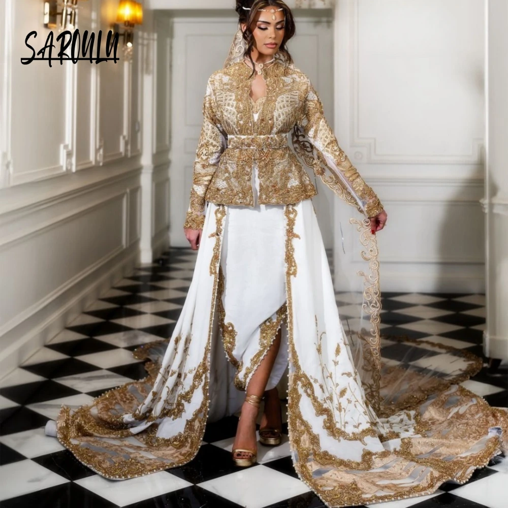 Traditional A Line Luxurious Evening Dress Caftan Embroidery Beads Pearls Exquisite Women Prom Elegant Customized Wedding Gown