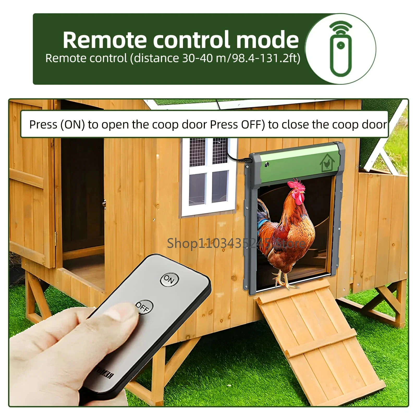 Automatic Chicken Coop Door Solar Powered Aluminum Alloy Chicken Door with Timer / Light Sensor / Remote Control / Manual Mode