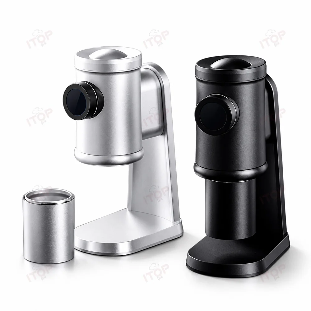 ITOP High Quality Electric Coffee Grinder 38mm Six Star Burrs Stepless Adjustment All Metal Body with Dial Screen Low Retention