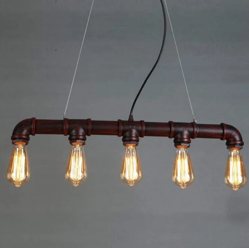 

Industrial Vintage Light Wrought Iron Pipe Chandelier Bar Coffee Shop Bar Retro Loft Lighting Personality Pendant Lamp HeadLight