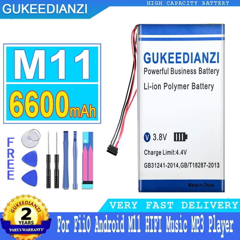 Аккумулятор емкостью 6600 мАч для Fiio Android M11 Pro M11Pro HIFI, музыкальный mp3-плеер, аккумулятор большой мощности Аккумулятор емкостью 6600 мАч для Fiio Android M11 Pro M11Pro HIFI, музыкальный mp3-плеер, аккумулятор большой мощности