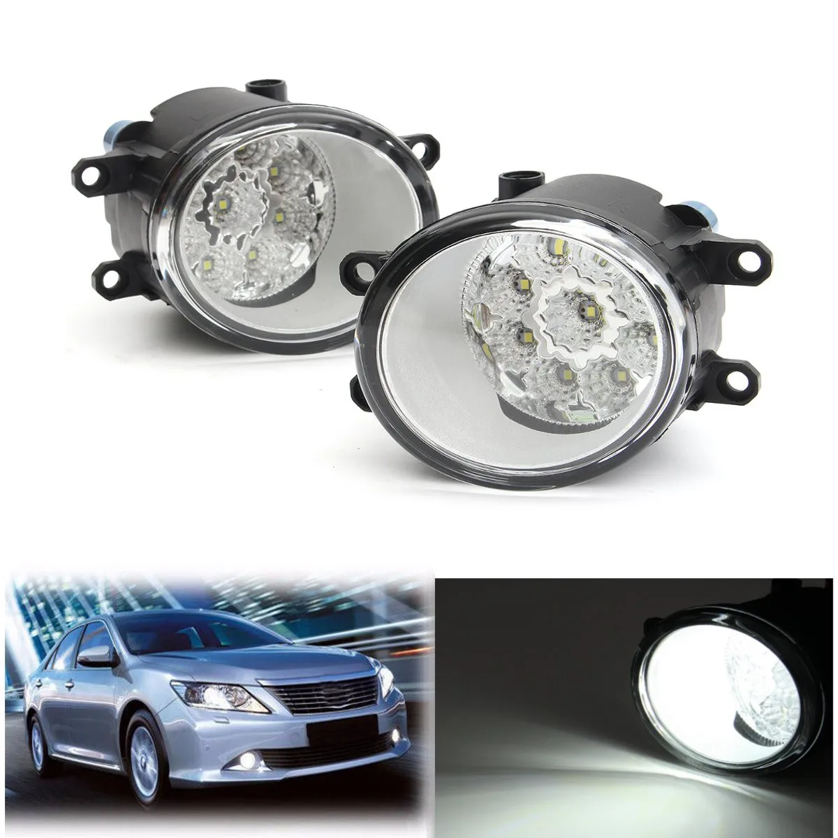 2pcs 9LED Car Front Bumper Fog Lamp DRL Daytime Running Lamp 12V-24V 8121006071 For Toyota Corolla Camry Yaris Vios RAV4