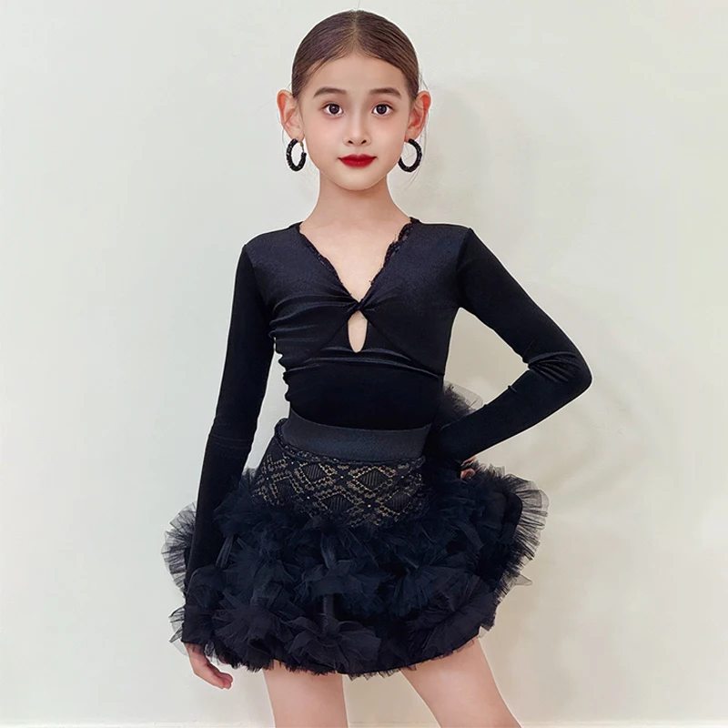 Sukienka na zawody tańca towarzyskiego dla dzieci, strój do tańca dla dziewcząt, sukienki do tańca latynoamerykańskiego, kostium sceniczny SL14543