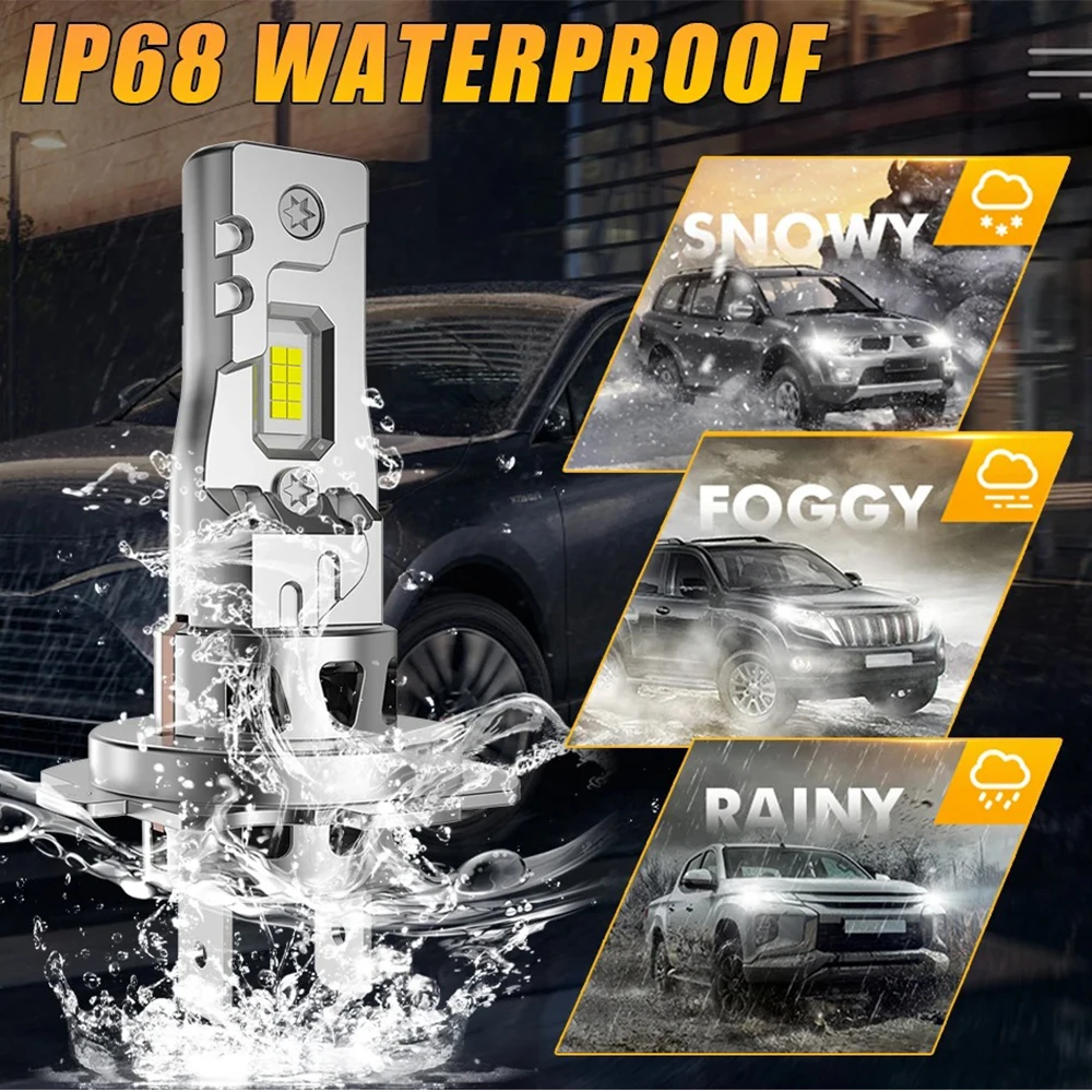 Żarówki LED H7 do reflektorów samochodowych Canbus 1800W, samochodowe, 16 chipów, H4 LED, reflektor, lampa przeciwmgielna, światła drogowe i mijania, światła do jazdy dziennej, 12V