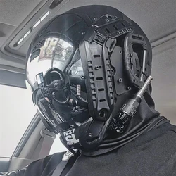 Cyberpunk Mask with LED Lights, Cosplay Mechanical Sci-Fi Gear, Suitable for DJ Festivals and Parties, Handmade, Custom
